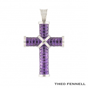 Theo Fennell Diamond & Amethyst Cross Pendant 